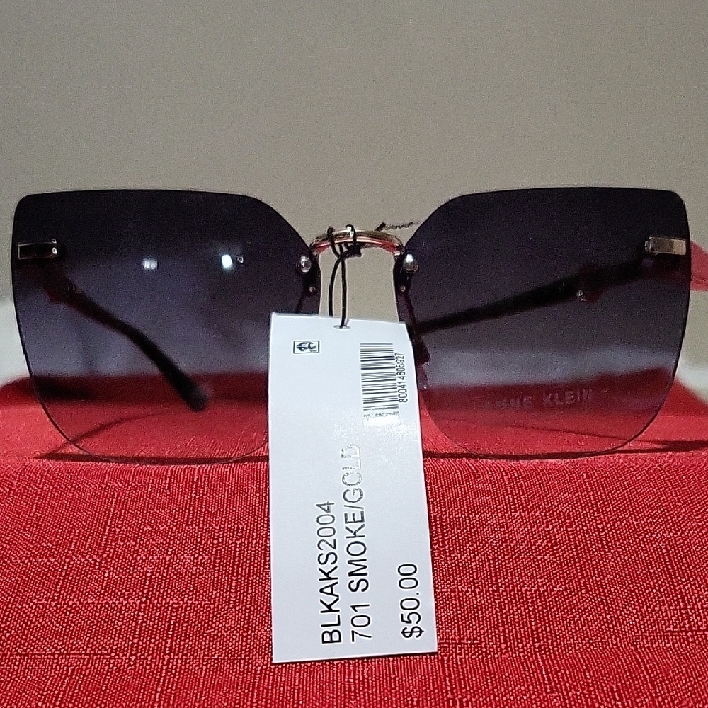 NWT Anne Klein Smoke Gold Lens Sunglasses